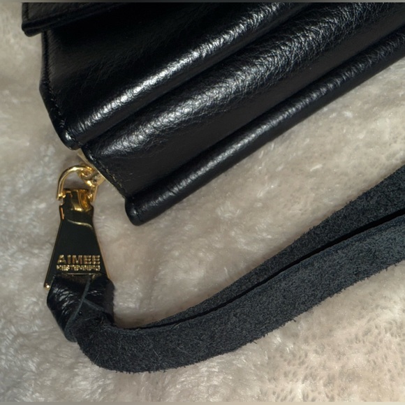 🖤 Aimee Kestenberg Delancey Leather Gold Chain Wallet Crossbody Bag in Black EUC - Picture 6 of 16